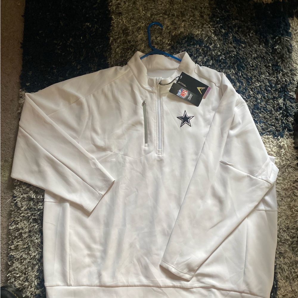 Dallas Cowboys, NFL quarter-zip, men’s 3x, Antigua White Pullover